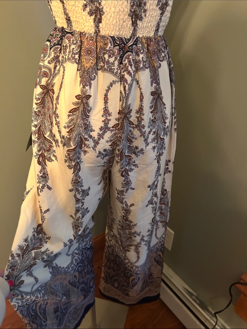 Lulu's Cream Boho Paisley Jumpsuit with Brown Accents - Picture 4 of 4